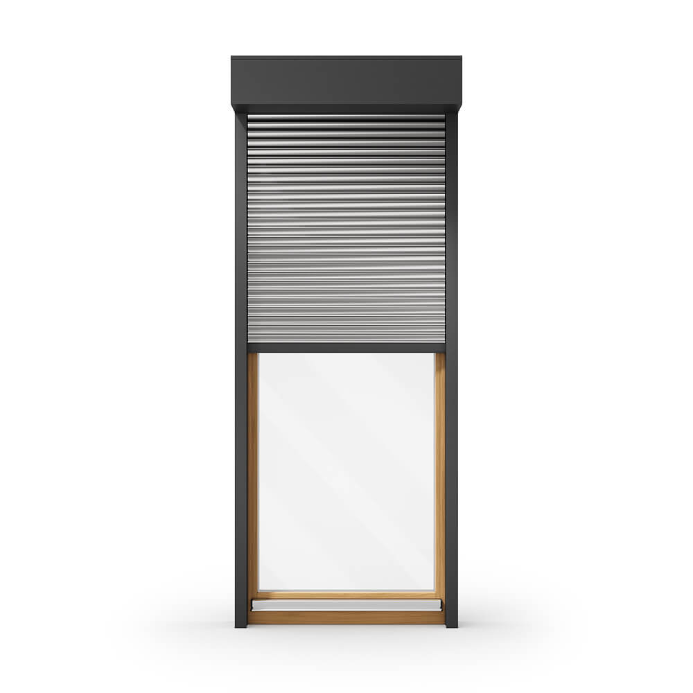 Porte-fenêtre en bois avec volet roulant