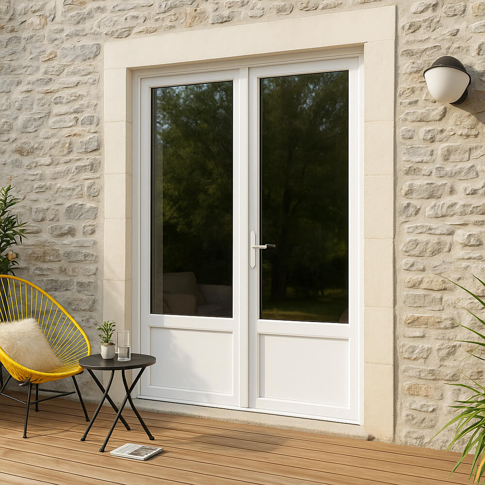 Porte-fenêtre 2 vantaux avec soubassement