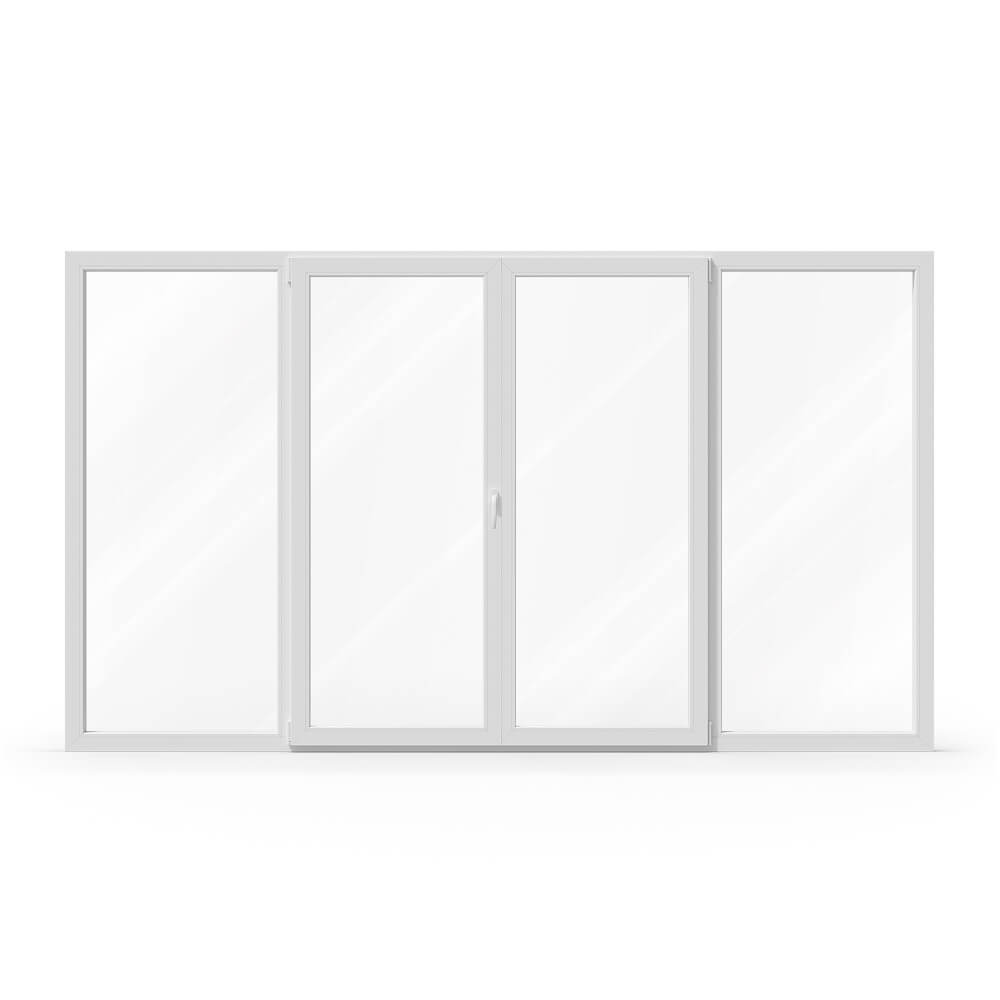 Oscillo‑battant à quatre vantaux, vantaux centraux ouvrants 