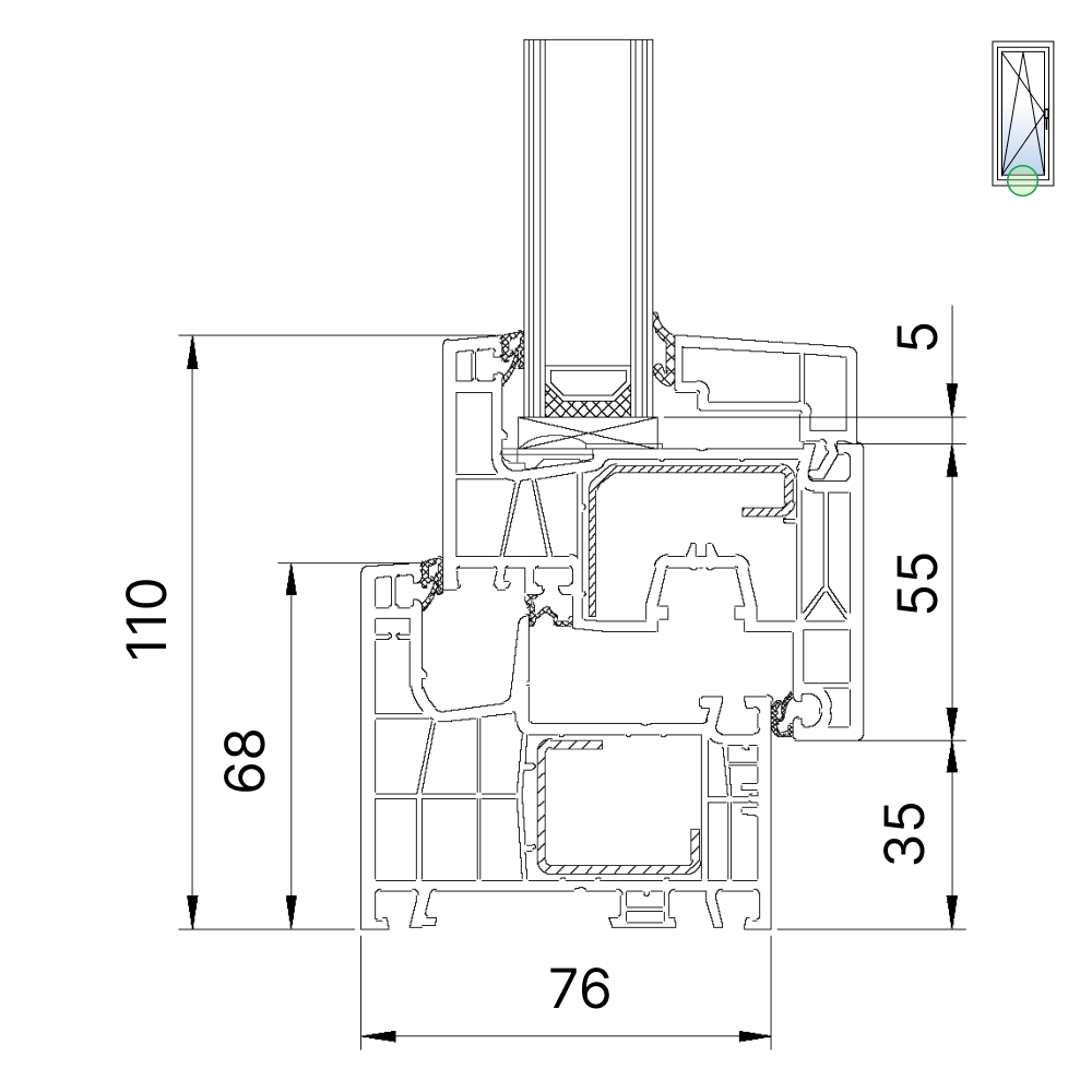 Section du profilé PVC IDEAL® neo MD 