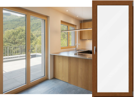 Porte-fenêtre PVC décors bois