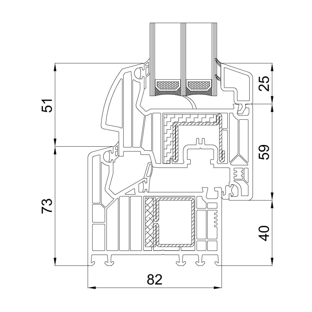 VEKA Softline 82 MD Passive croquis détaillés 