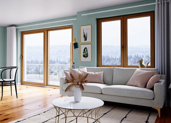 Porte-fenêtre VEKA en effet bois