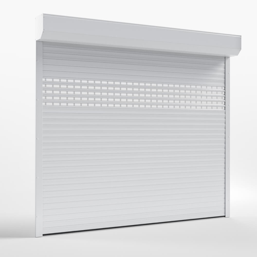Porte enroulable Comfort blanc avec lames hublot