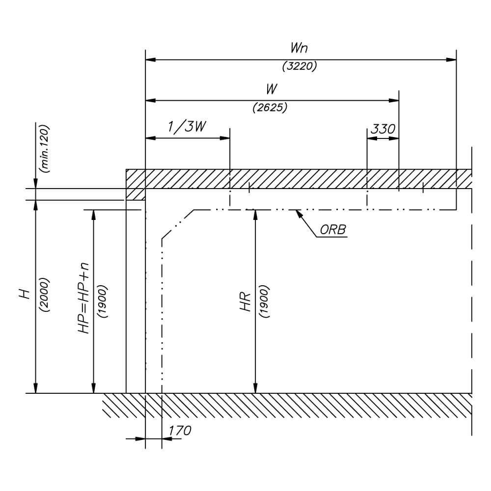 Coupe transversale aa : croquis de construction