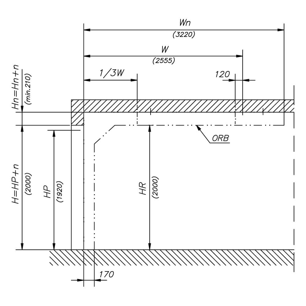 Coupe transversale aa : croquis de construction
