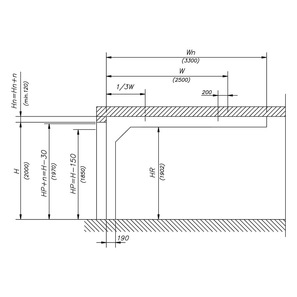 Coupe transversale aa : croquis de construction