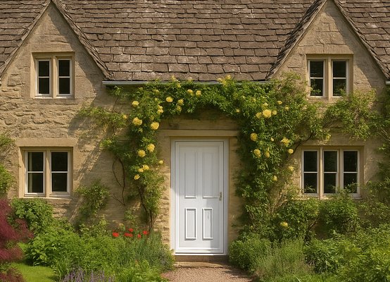 Maison de campagne avec porte d'entrée PVC