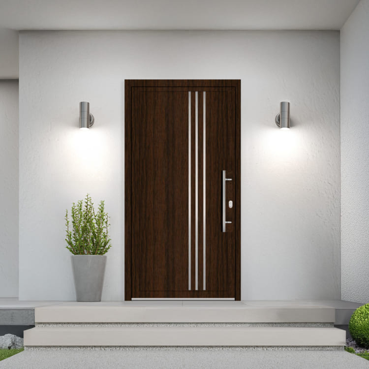 Porte d'entrée PVC chêne des marais