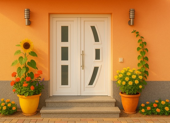Porte d'entrée PVC vitrée