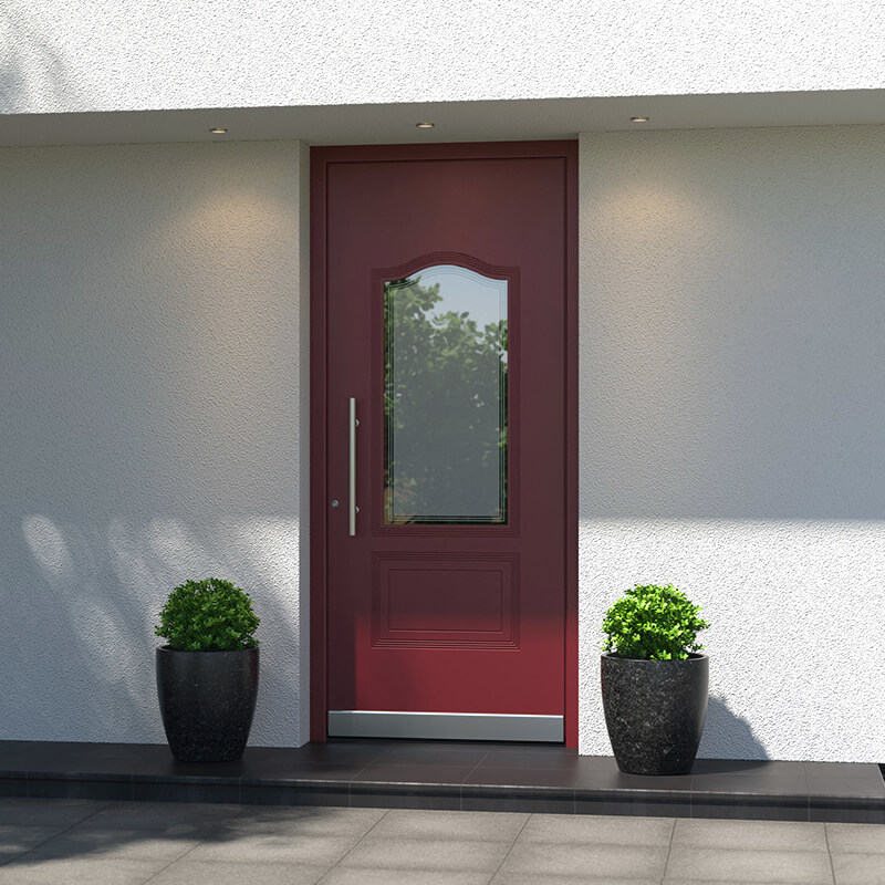 Porte d'entrée Braine-l’Alleud rouge bordeaux