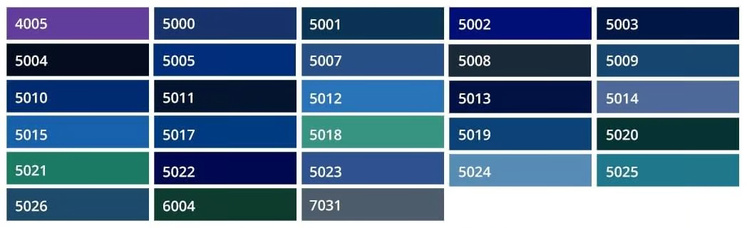  couleurs ral bleu