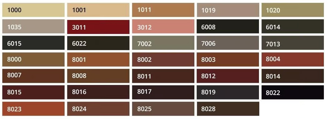 couleurs RAL marron