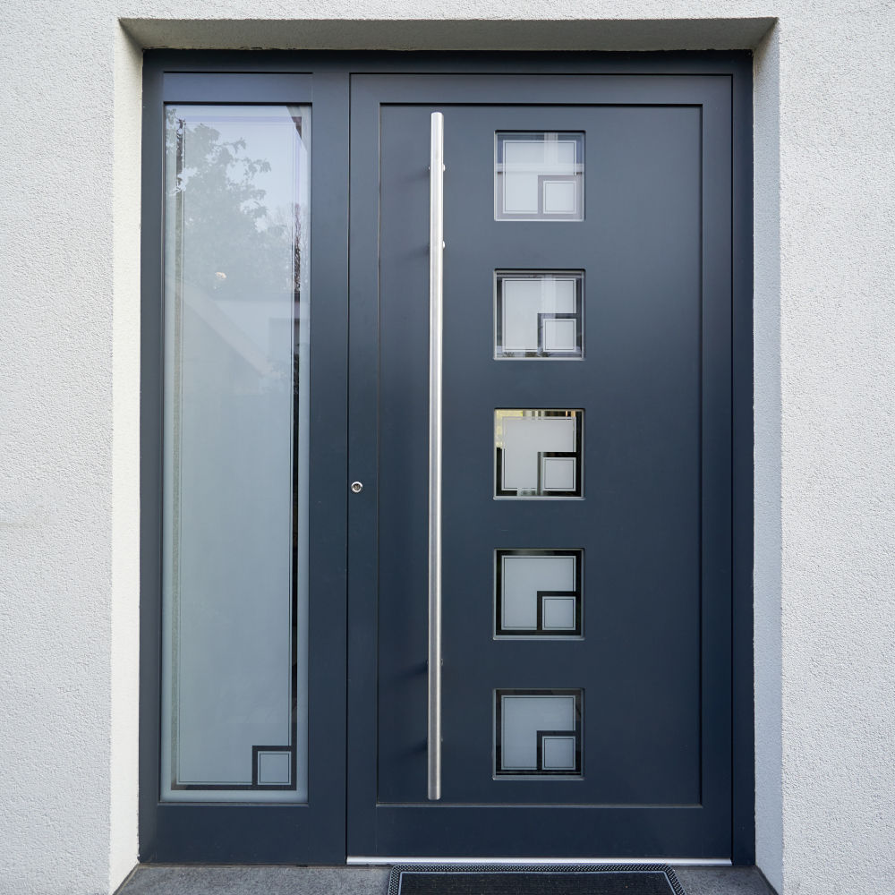 porte d'entrée en verre dépoli