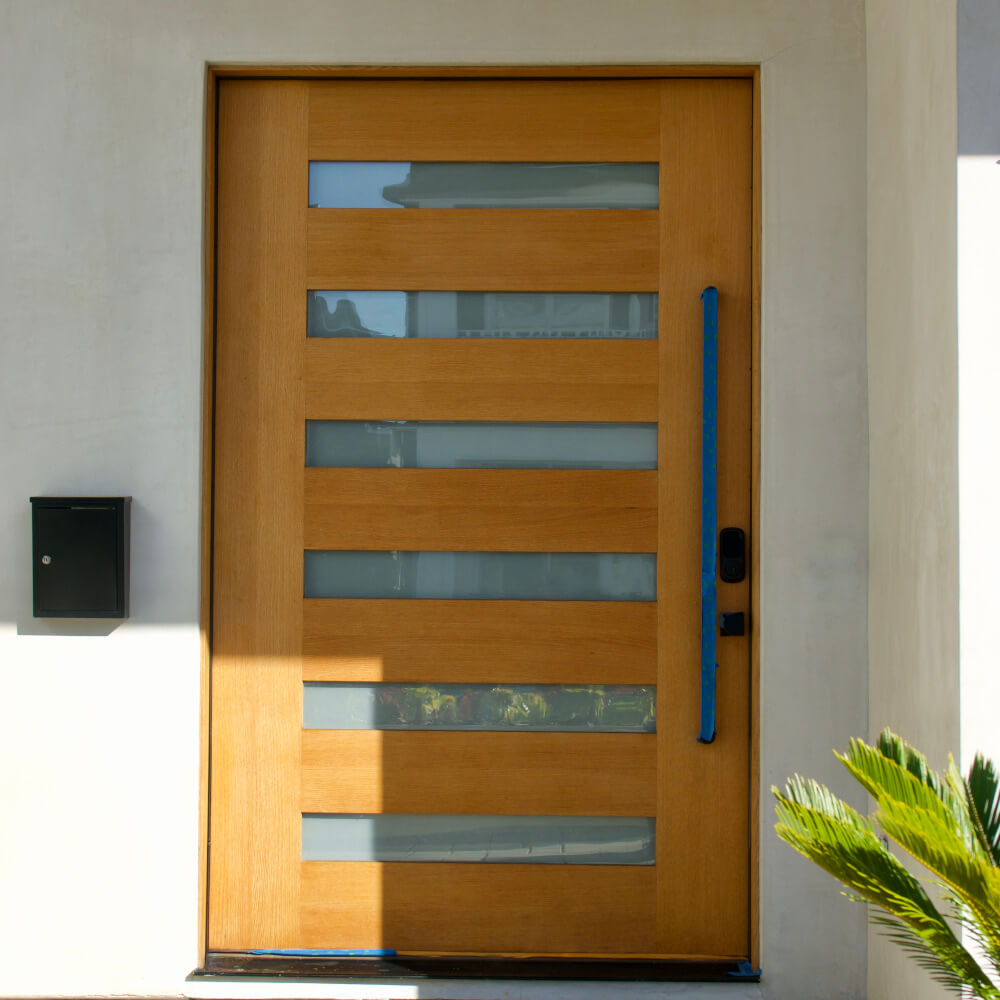 porte entrée bois et verre