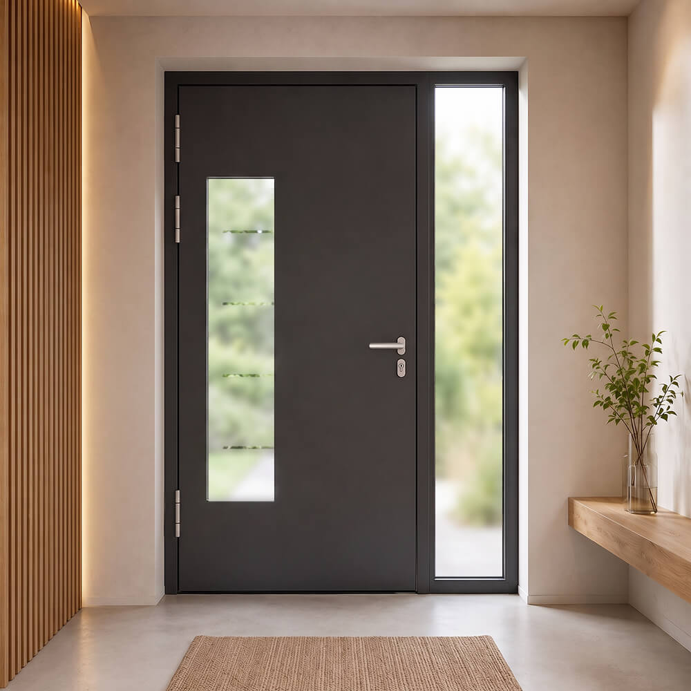 Porte d'entrée Schüco Chimay installation intérieure
