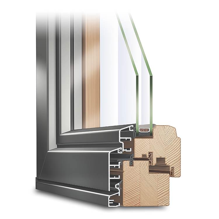 Profilé bois-alu IDEALU Trendline IV 68 pin aspect naturel