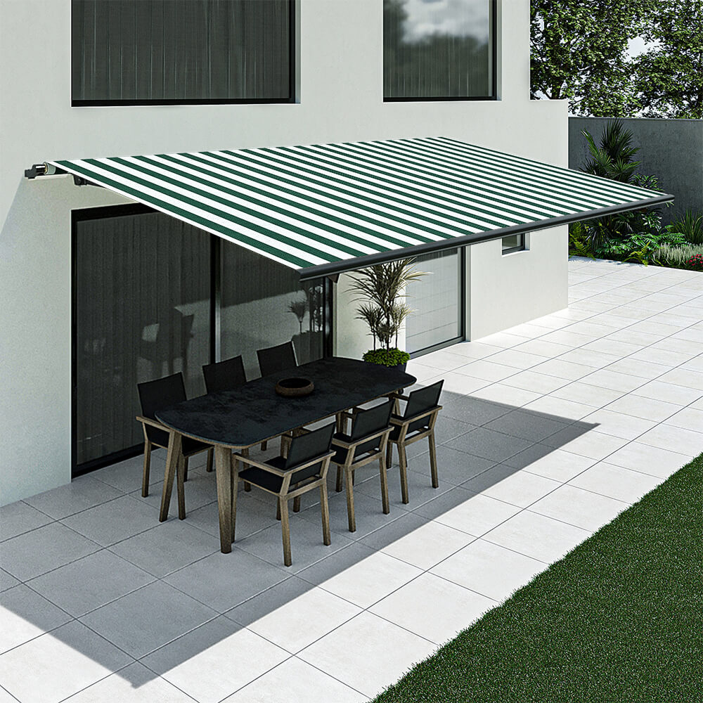 Store banne rayé vert et blanc