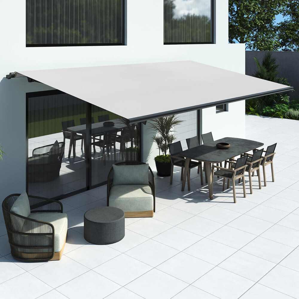 Terrasse avec store banne ouvert - vue du dessus