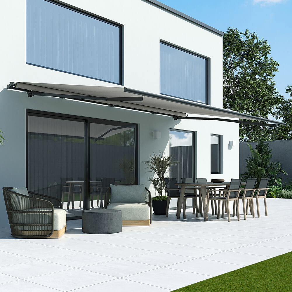 Terrasse avec store banne ouvert 