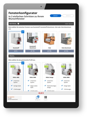 configurateur de menuiserie en ligne accessibles sur tablette