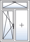 [Translate to French-BE:] porte fenetre 2 vantaux oscillo battante a gauche avec tierce ouvrante