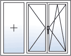 [Translate to French-BE:] porte fenetre 3 vantaux ouverture 2 vantaux a droite