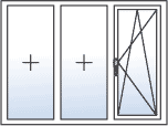 [Translate to French-BE:] porte-fenetre 3 vantaux ouverture oscillo battante a droite