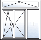[Translate to French-BE:] porte fenetre 3 vantaux avec tierce ouverture a gauche et en haut