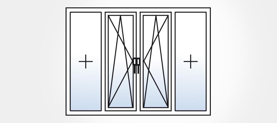 Porte-fenêtre à 4 vantaux dont 2 fixes