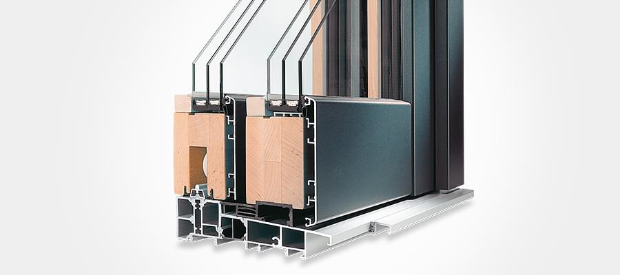 Porte-fenêtre coulissante en bois alu modèle