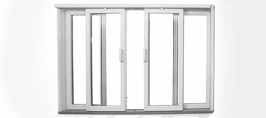 Porte-fenêtre blanche coulissante