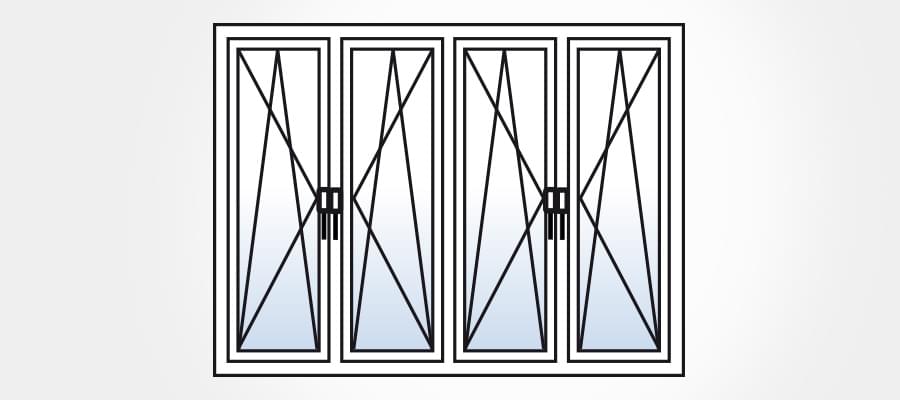 Porte-fenêtre modèle à ouverture quadruple