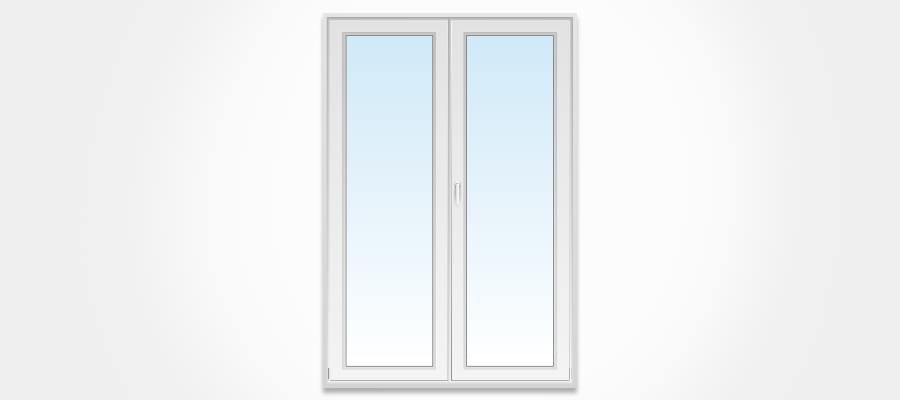Porte-fenêtre en PVC à 2 vantaux de 215 x 140 cm